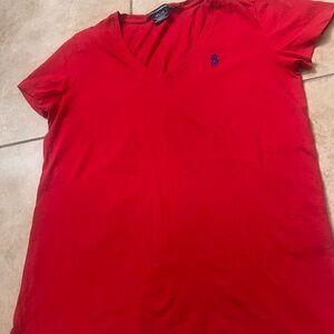 Polo by Ralph Lauren Red V-Neck Short Sleeve Tee